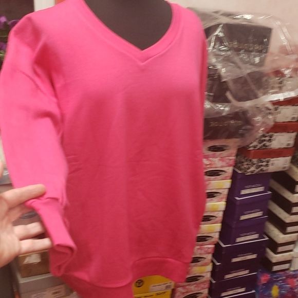 Sold @karabiel123 Stasia Plus Size 2x18-20 Pullover front pocket Pink Sweatshirt - Picture 8 of 10